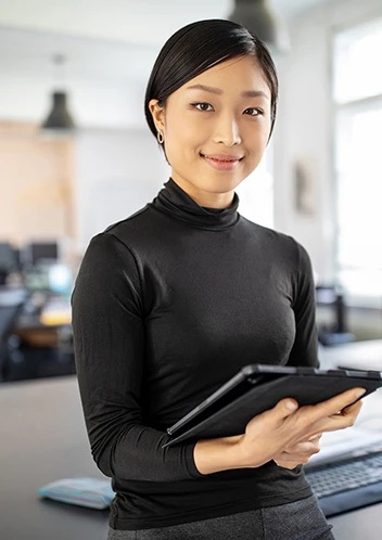 a woman with a tablet